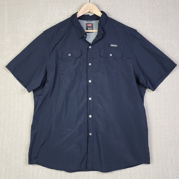 Wrangler Other - Wrangler Regular Fit Vented Black Short Sleeve Button Down Mens 3XL
